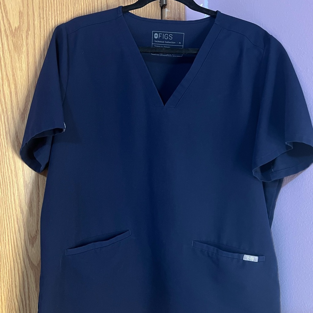 Figs Deep Blue V-Neck Scrub Top